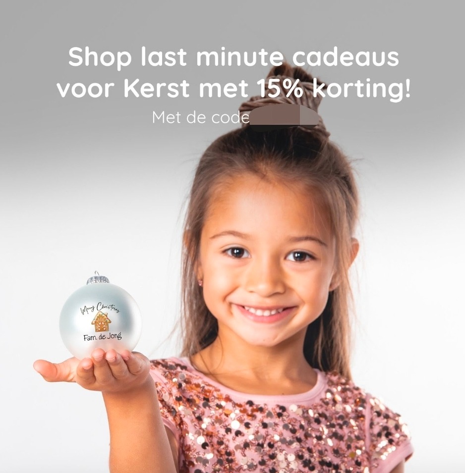 15% korting op gepersonaliseerde kerstcadeaus