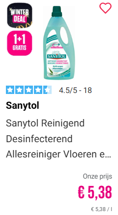 Sanytol desinfecterende allesreiniger 🧹 1+1 gratis bij Medi-Market