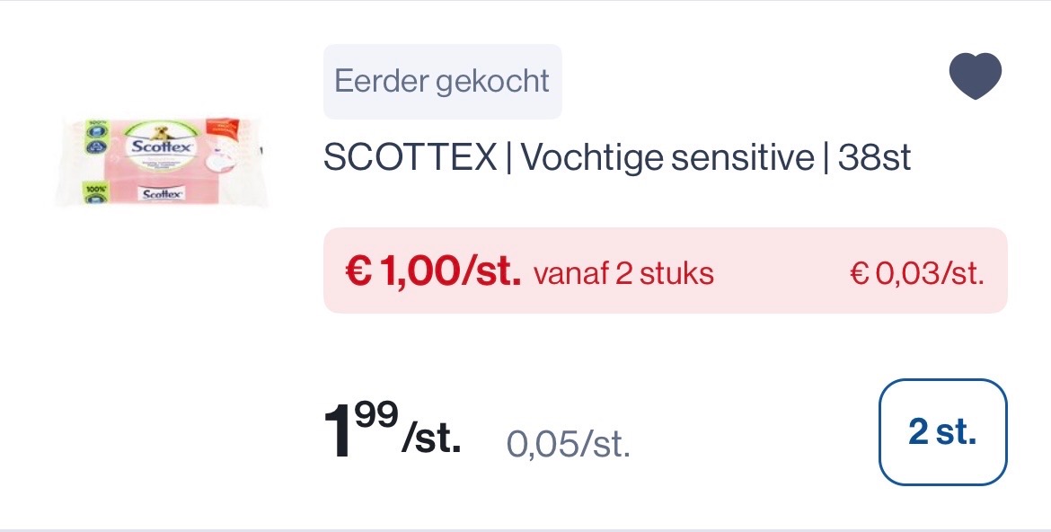 Kleenex zakdoeken en scottex vochtige doekjes voor 1,00€/stuk