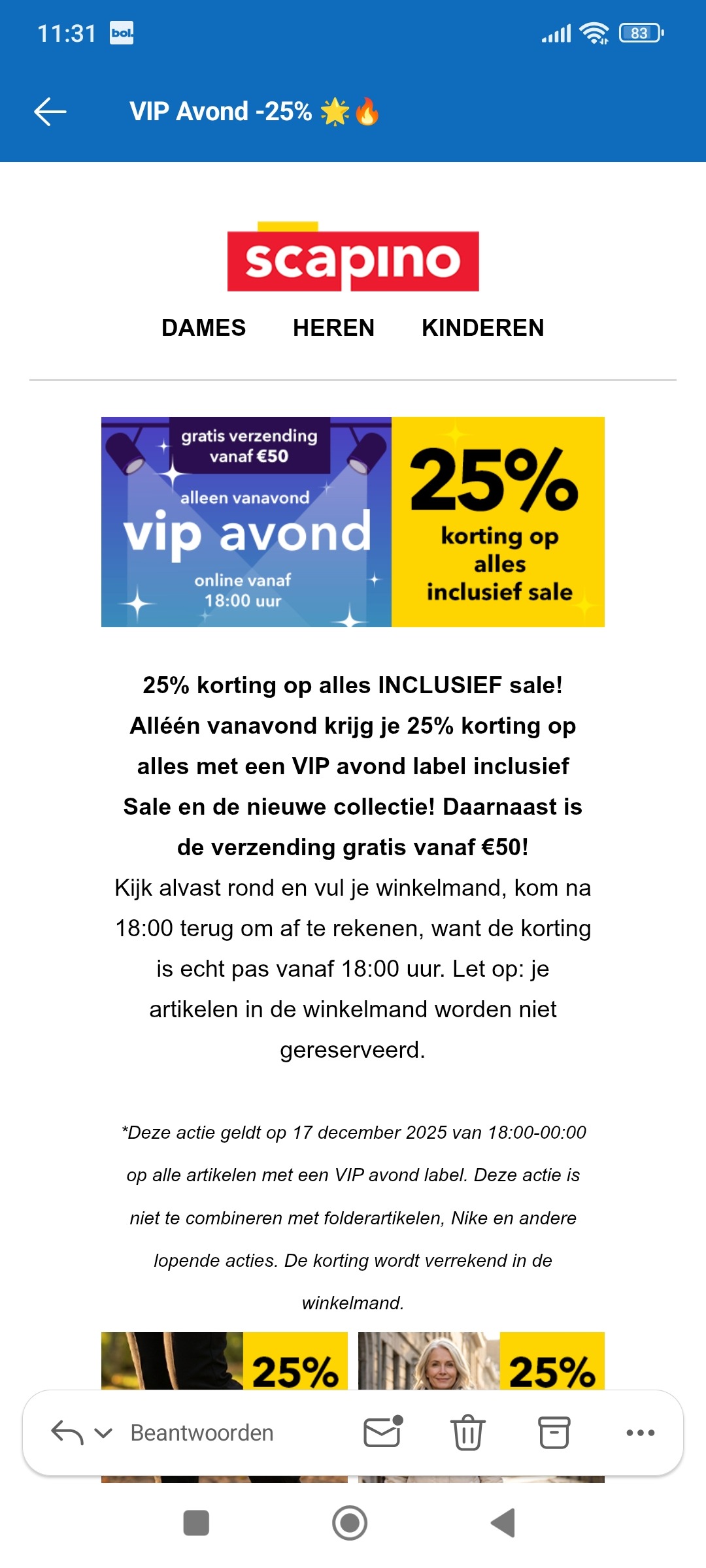 Vip avond Scapino: 25% korting op alles INCLUSIEF sale