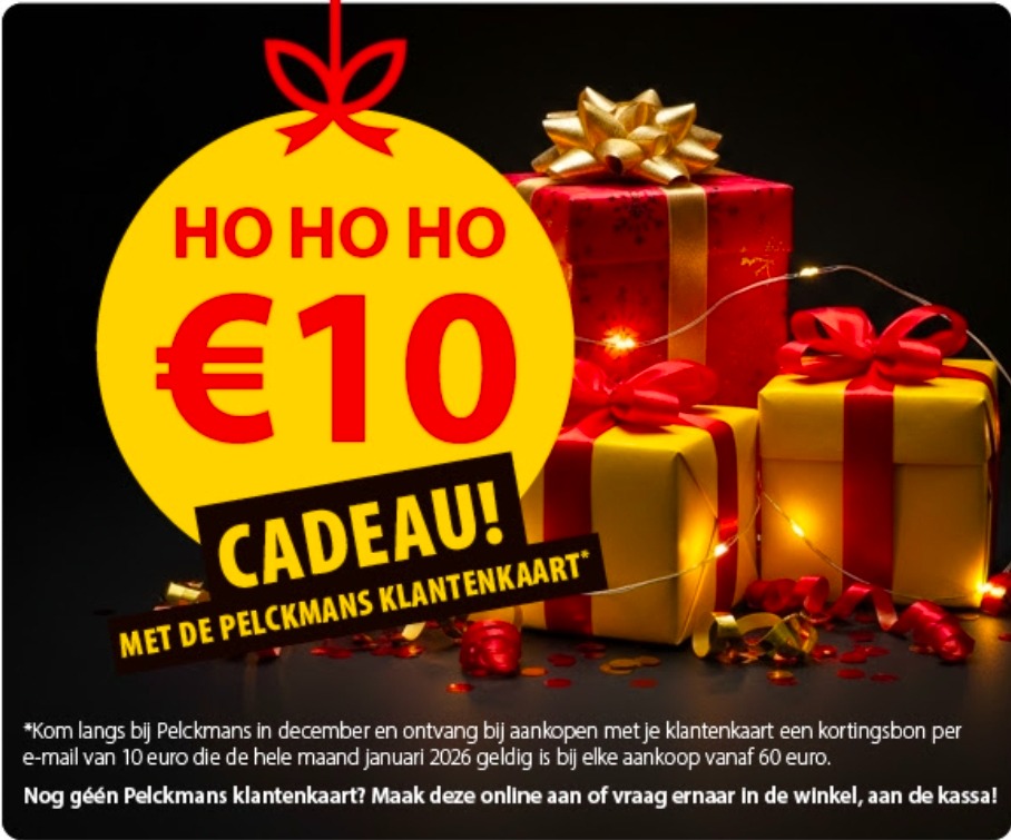 Kortingsbon €10 cadeau bij Pelckmans