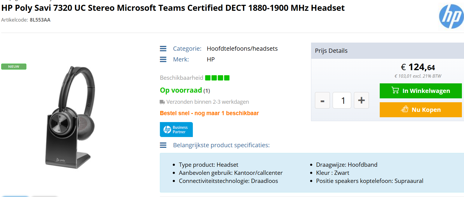 Professionele headset van HP