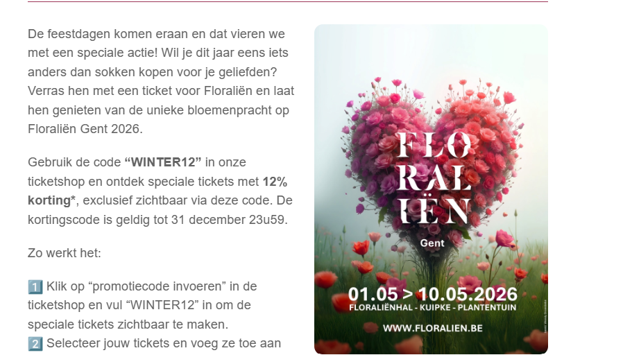 Floraliën Gent - 12% korting