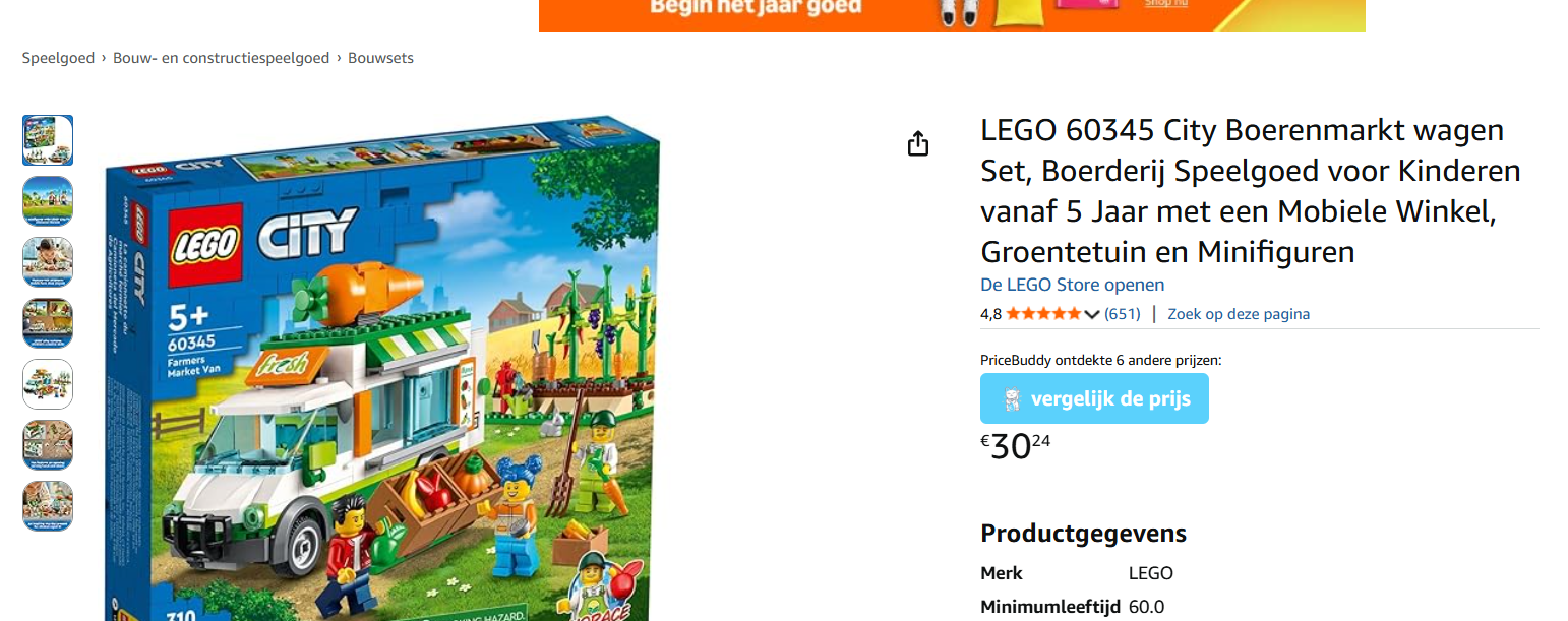 LEGO 60345 City Boerenmarkt wagen set