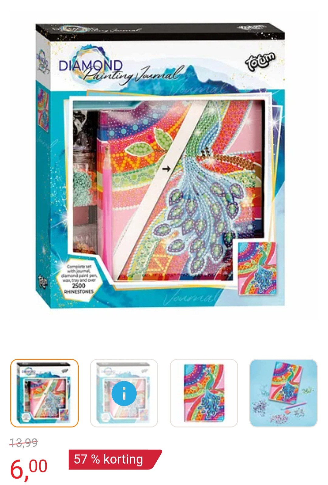 Diamond painting dagboek pauw -57%