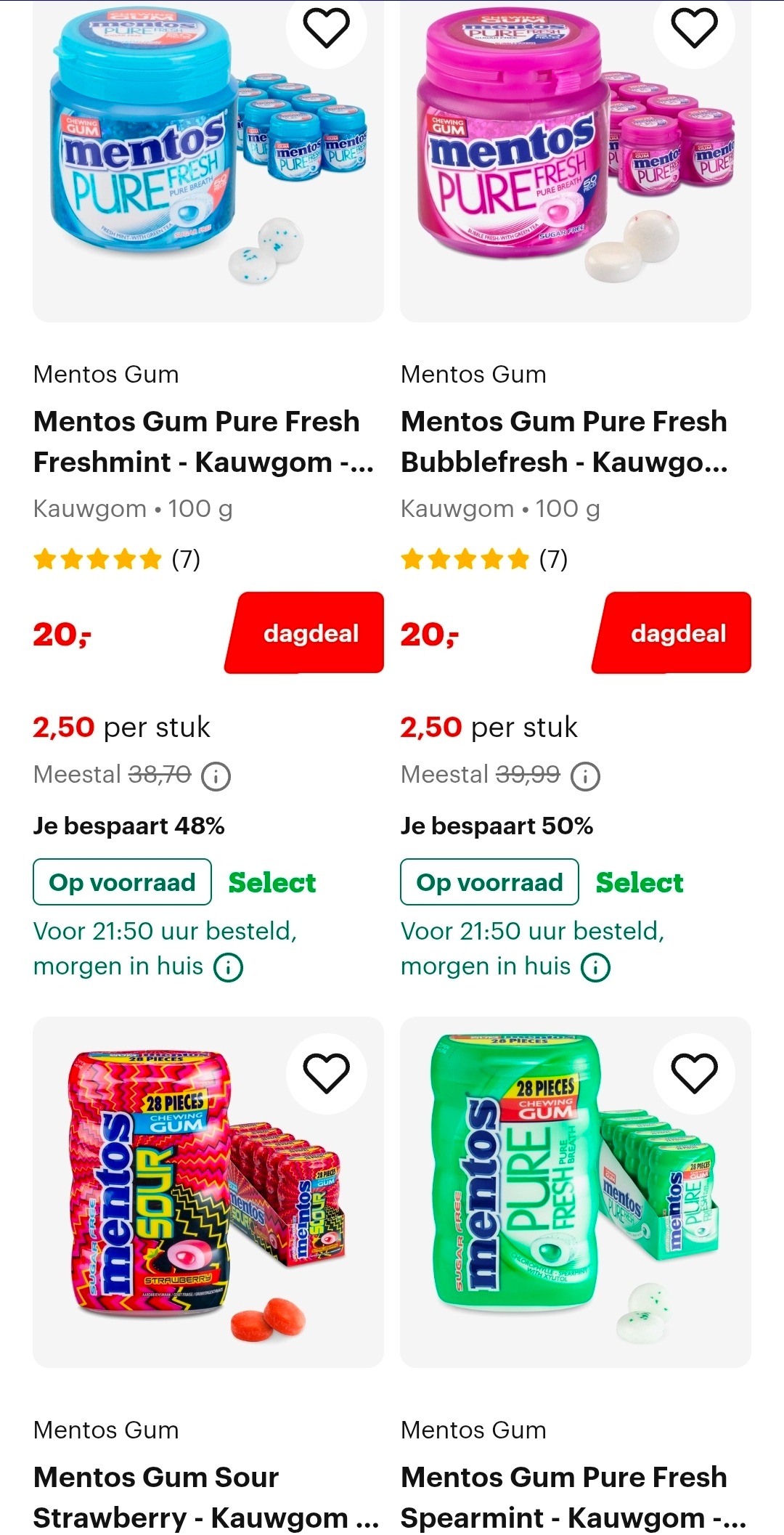 Tot -50% op o.a. Mentos, Stimorol en Frisk