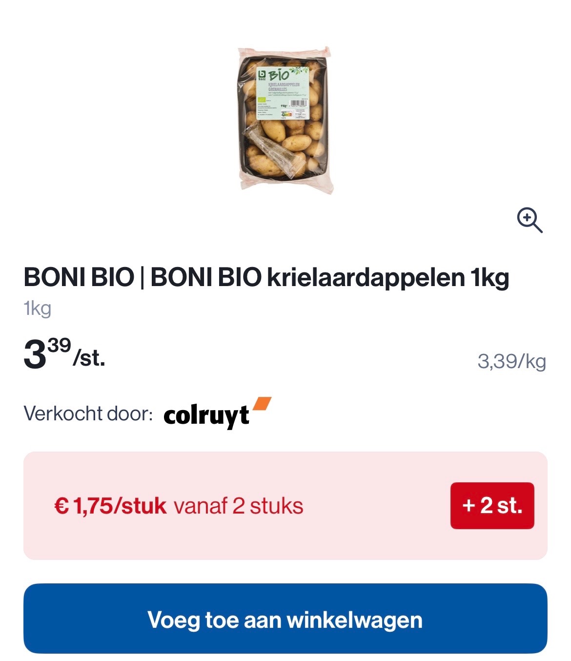 Boni bio krielaardappelen 1 kg -50%