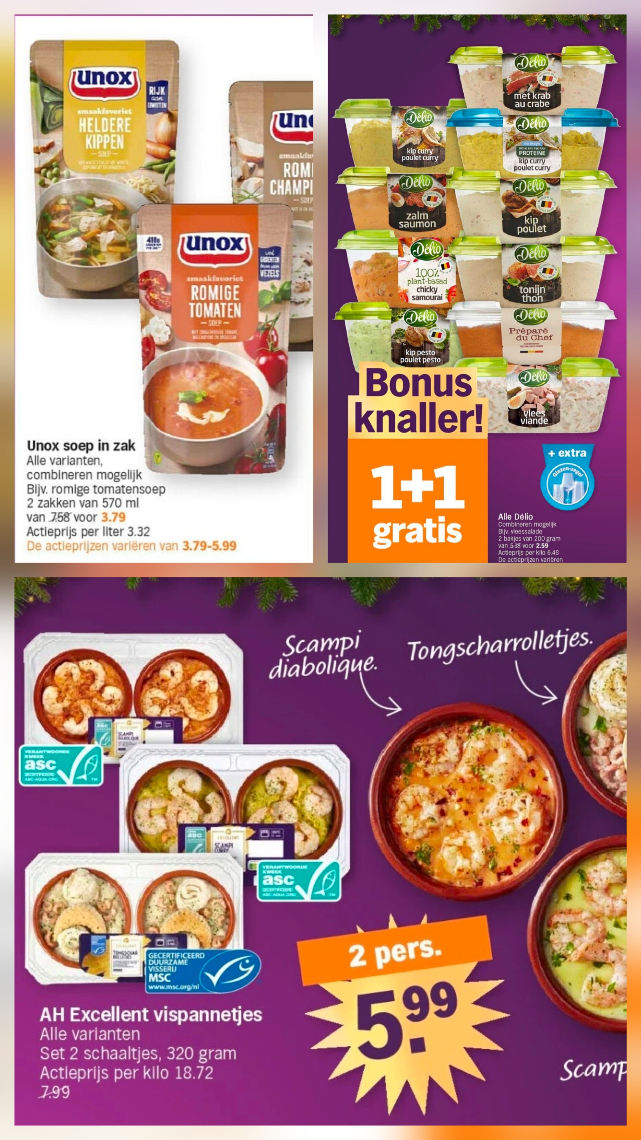 Delio, Unox, Vispannetjes en Sinaasappels in promo