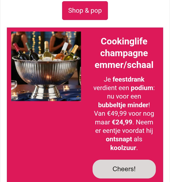 Champagne houder -50%🍾 dagdeal Cookinglife