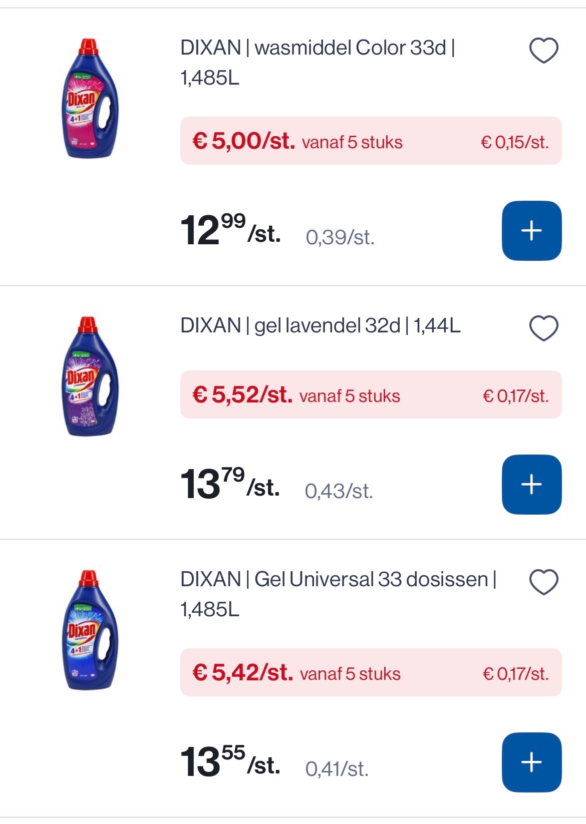 Dixan wasmiddel veel goedkoper