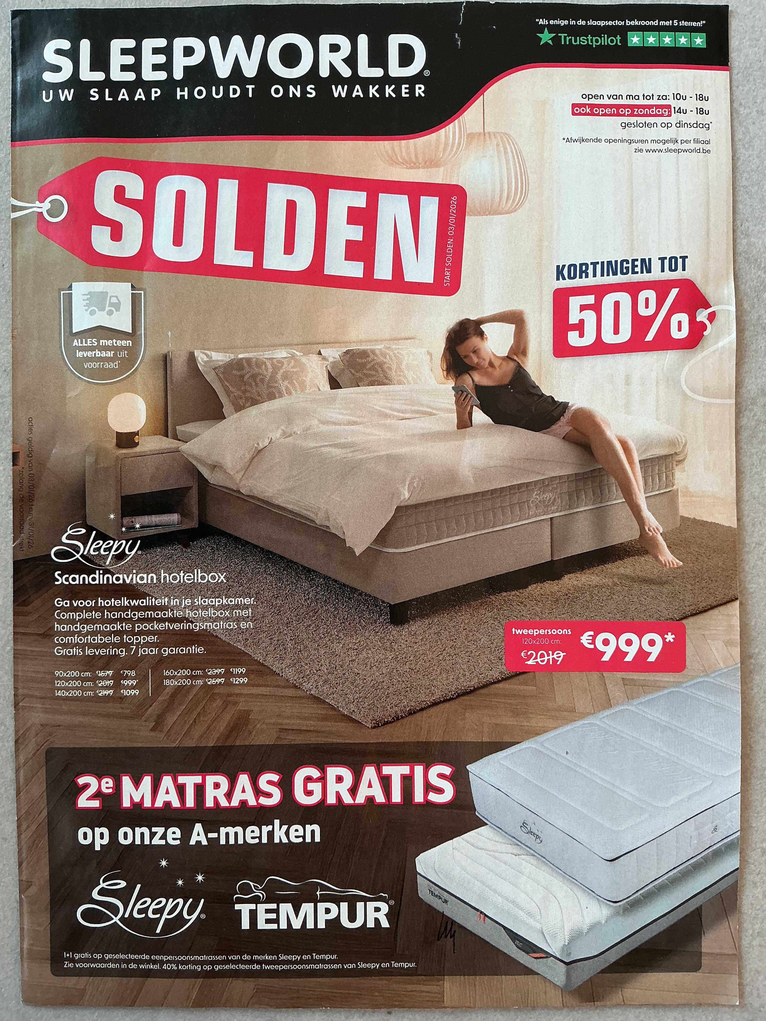 Sleepworld tot -50%, 2e matras gratis