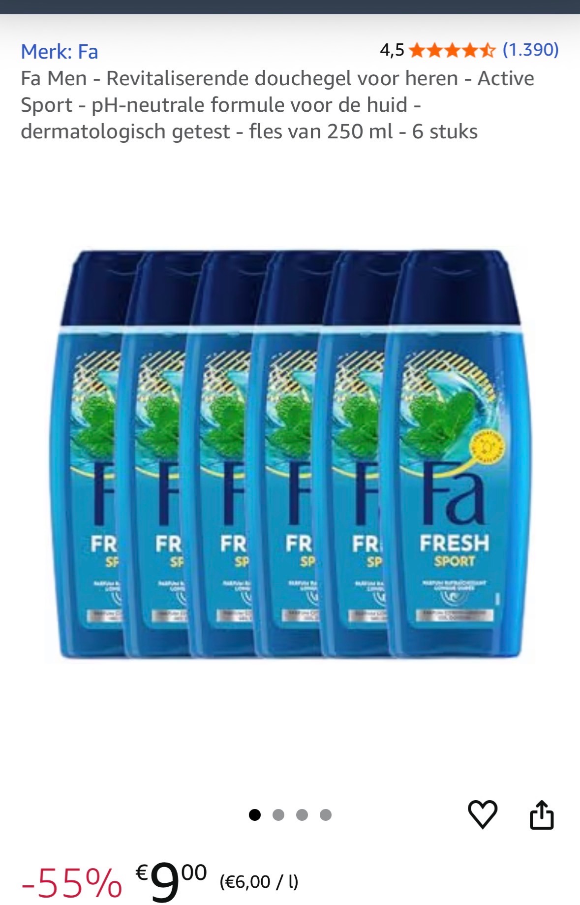 6 stuks Fa Men douchegel sport