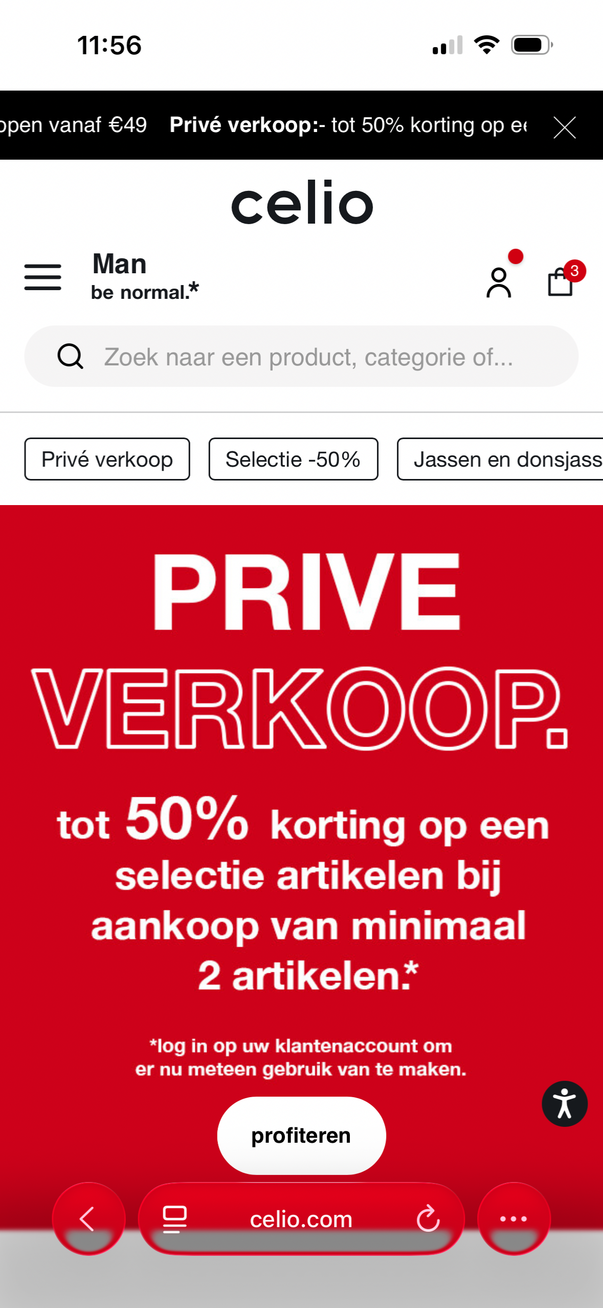 Prive verkoop bij Celio
