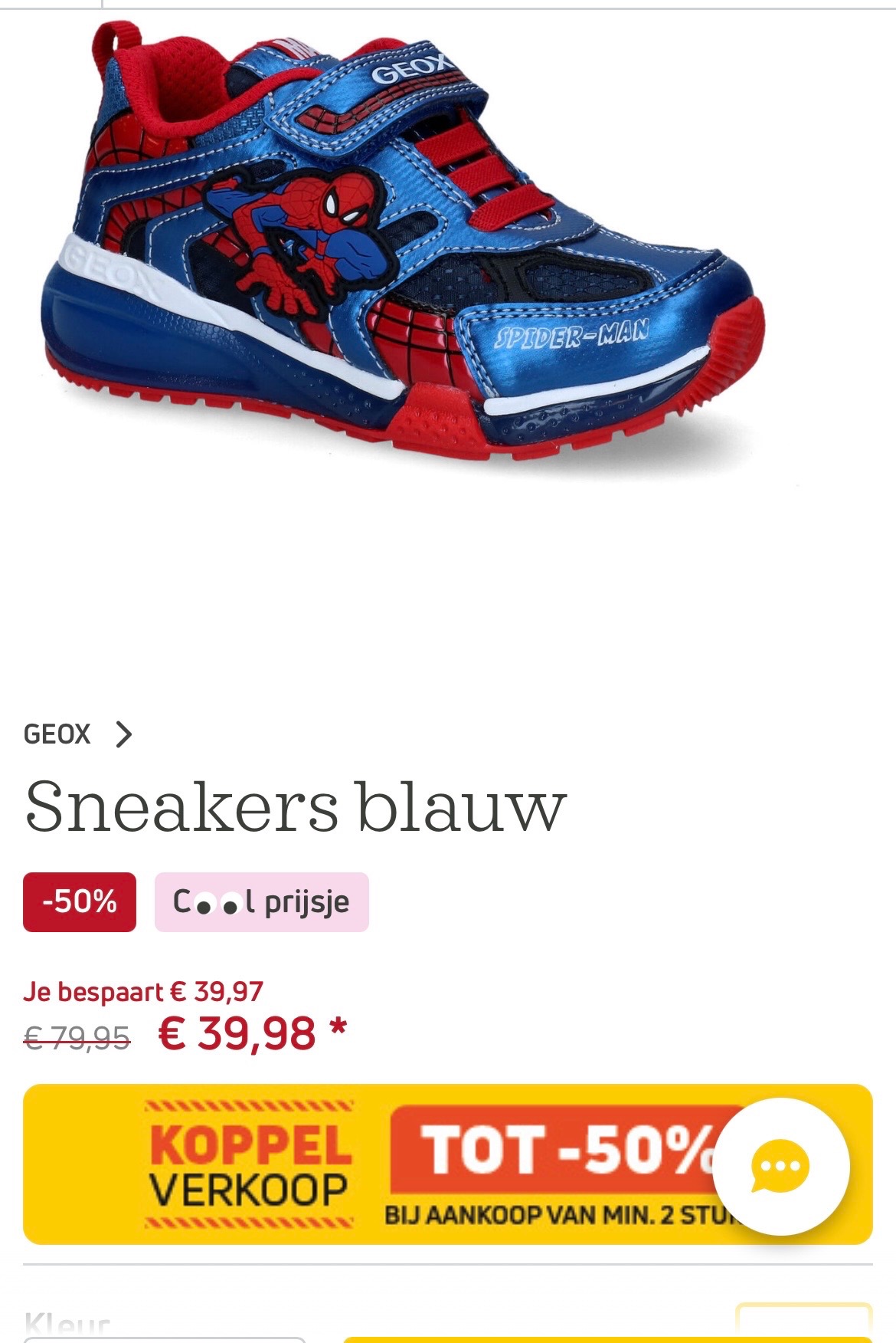 Geox Spider-Man Blauwe Sneakers -50%