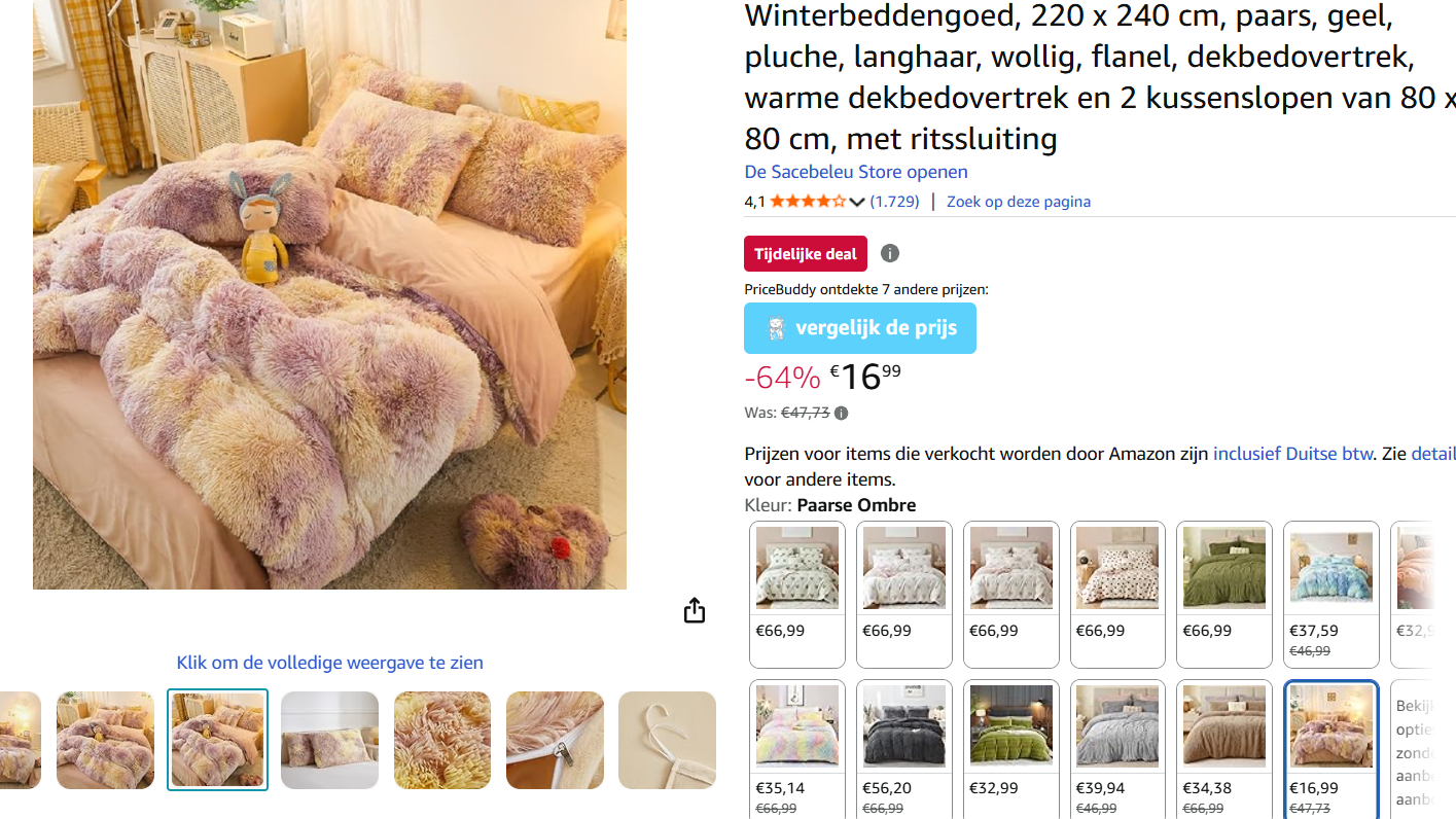 Flanellen dekbedovertrek 220X240cm voor 16.99€