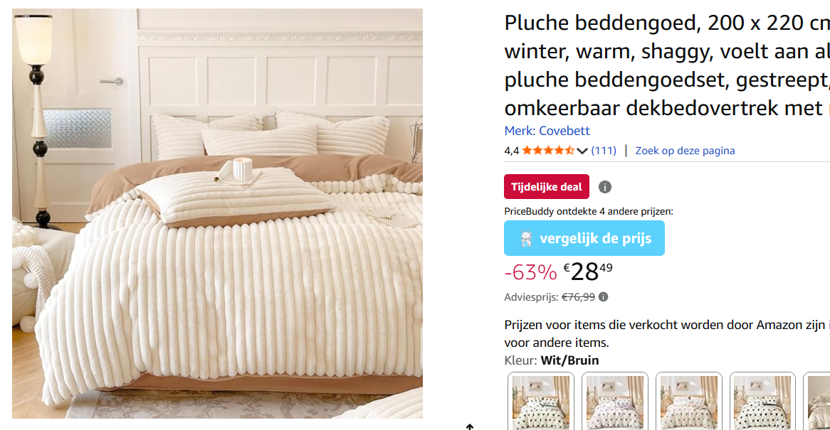 Pluche beddengoed, 200 x 220 cm roze wit voor 28.49€