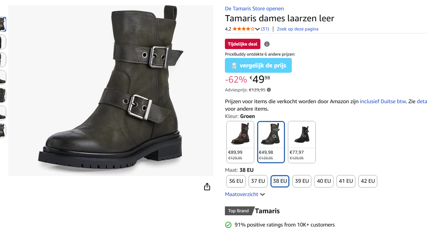Tamaris laarsjes tot 62% korting in leder