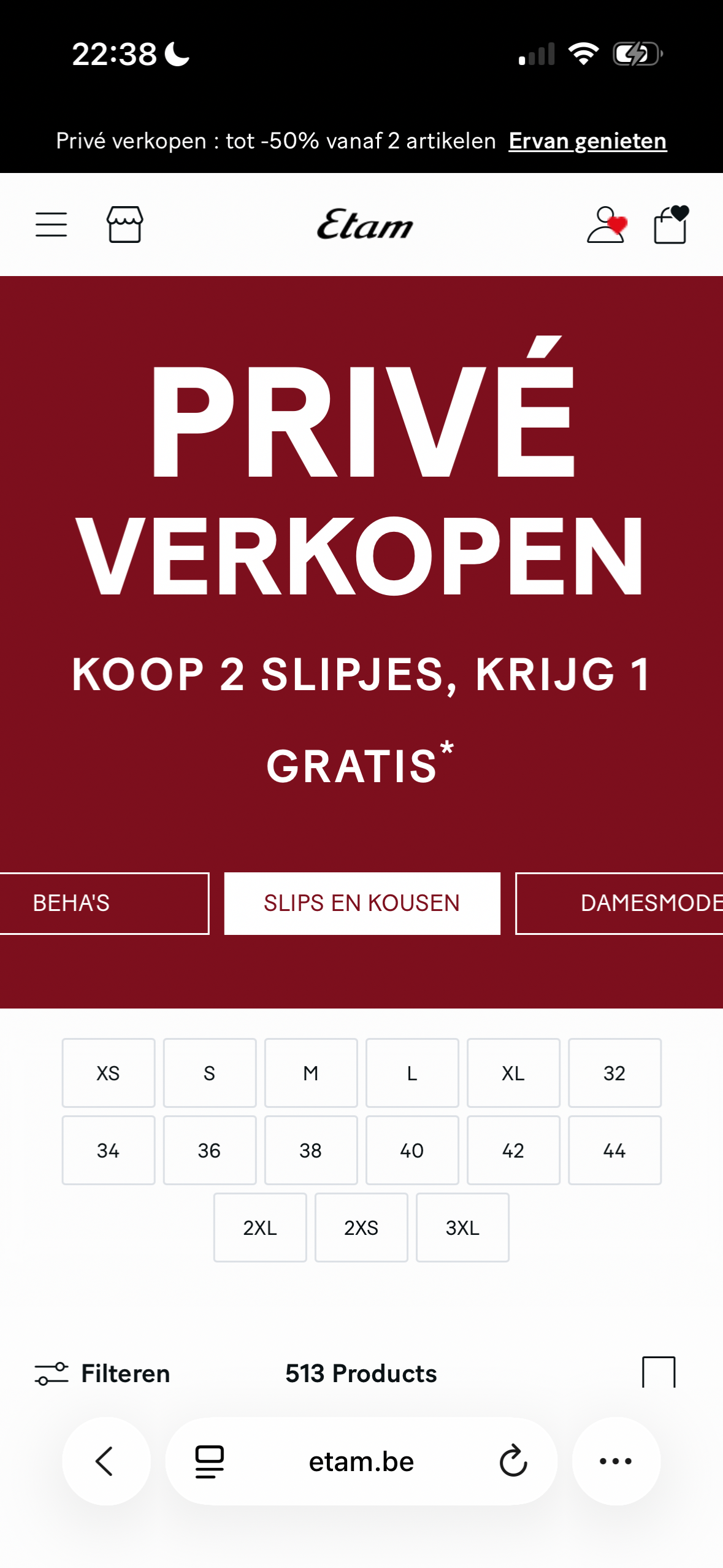 Slipjes actie bij Etam