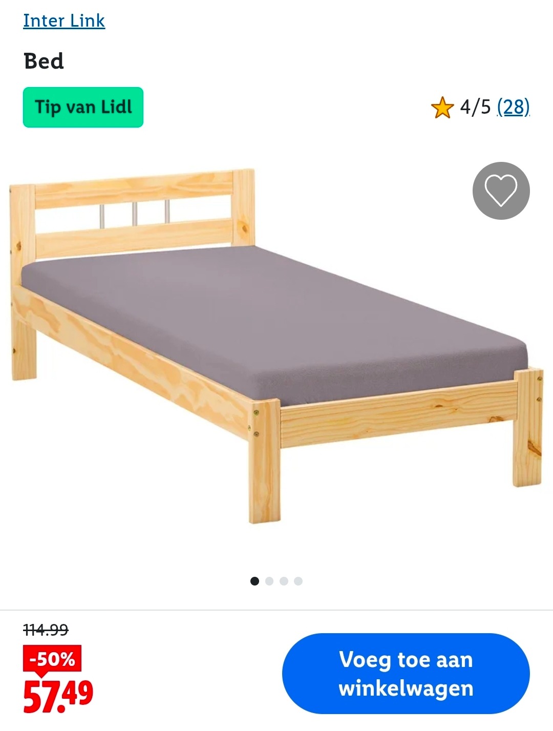 Dagdeal: Eenpersoons bed voor €57,49 bij Lidl