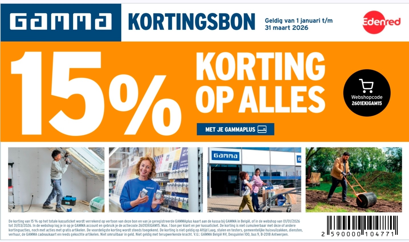 15% korting op alles bij GAMMA