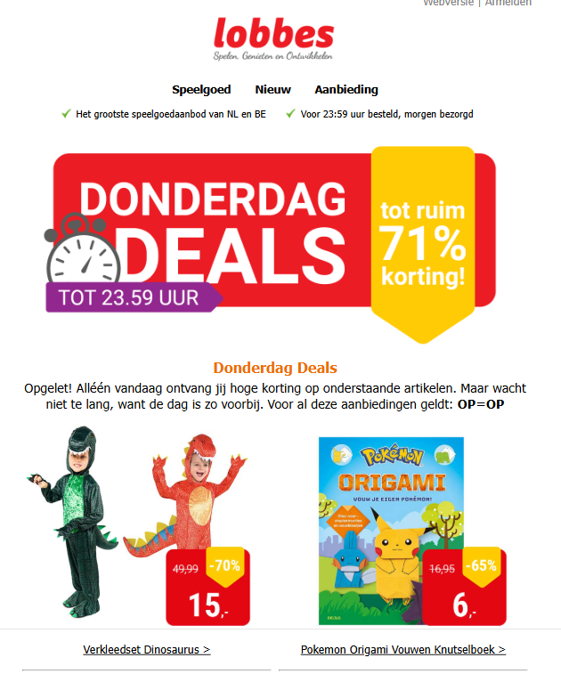 Donderdag deal bij Lobbes: tot -71% op speelgoed