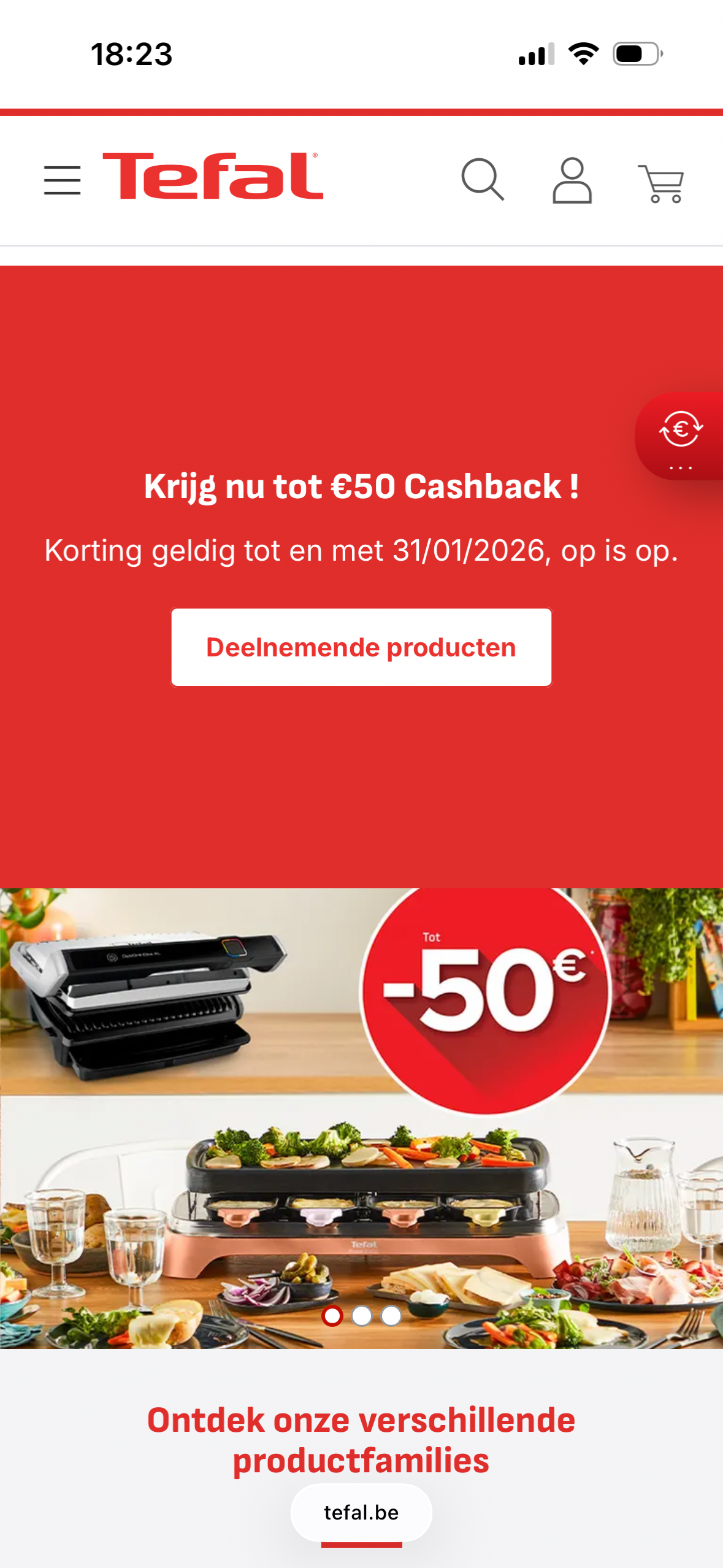 Bij Tefal cashback