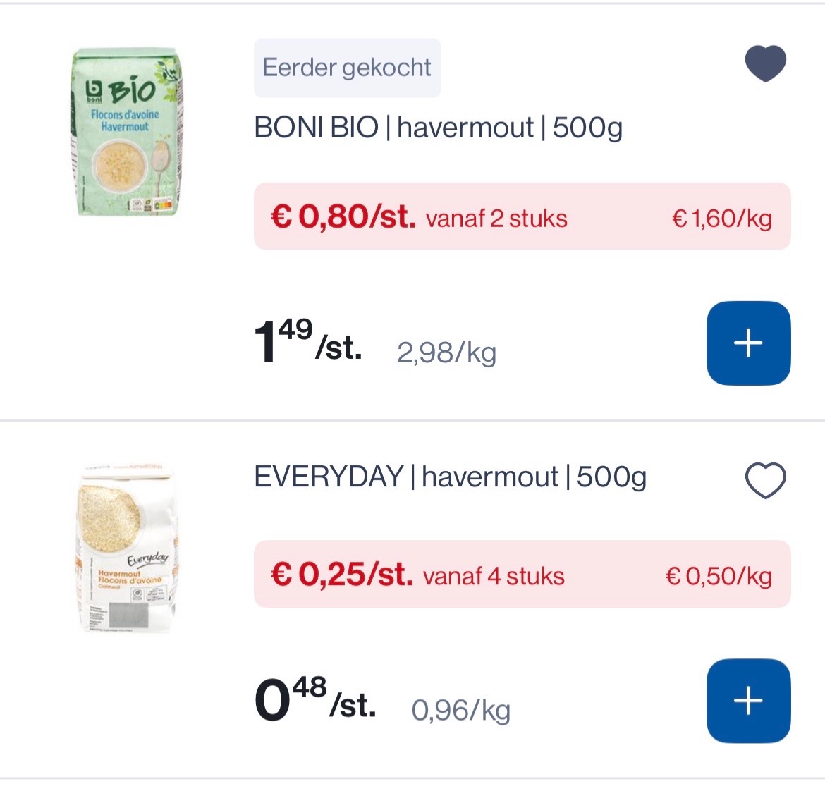 Havermout vlokken 500 gram -50%