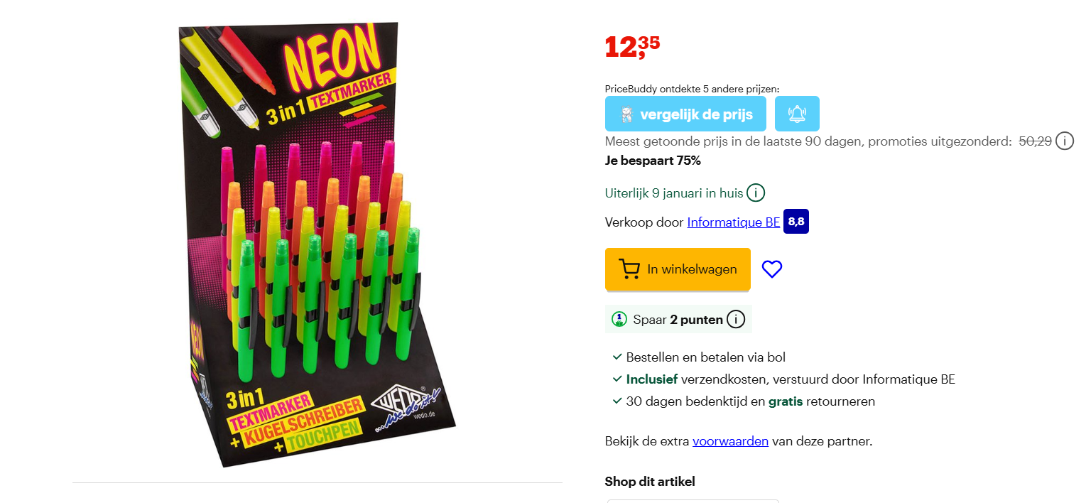 24 markeerstiften voor 12.35€