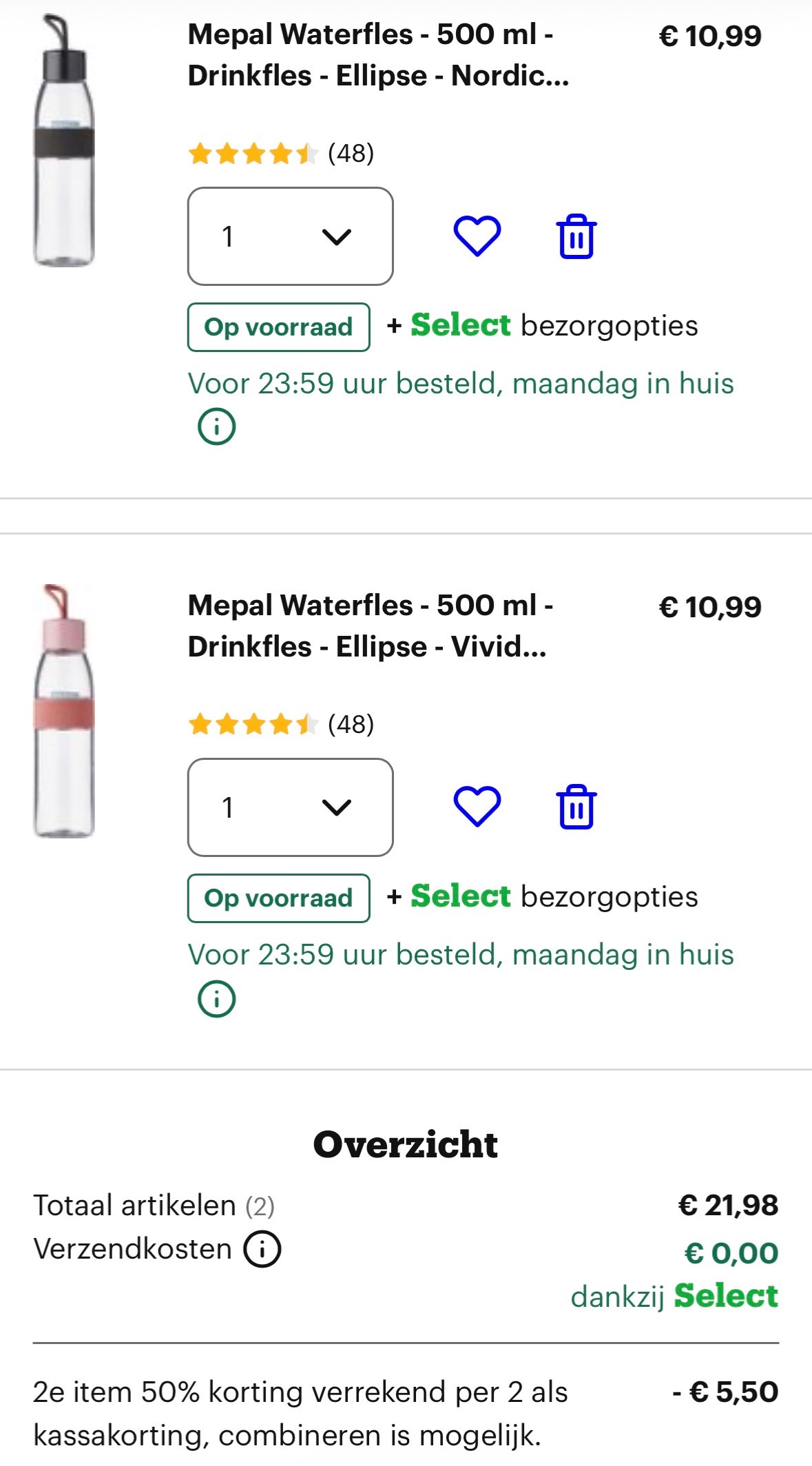 Dagdeal bol: 2e Mepal item 50% korting