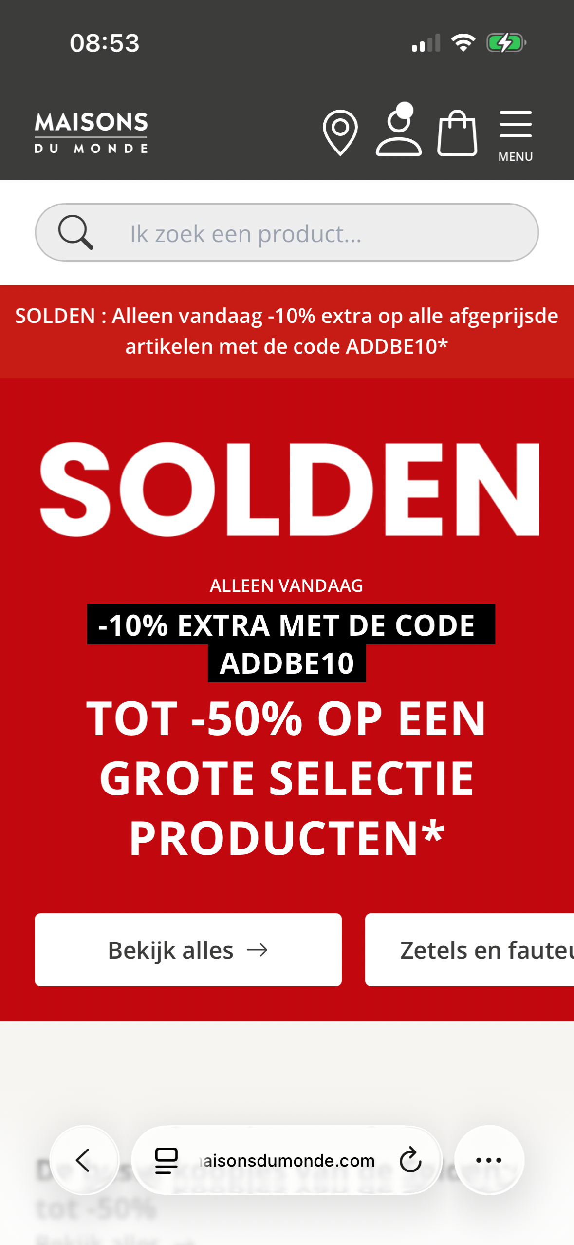 Solden bij Maisons du Monde