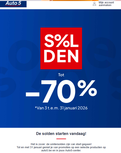 Auto5: solden tot -70%