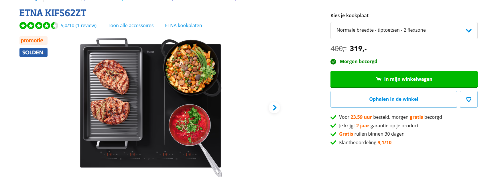 Kookplaat ETNA KIF562ZT