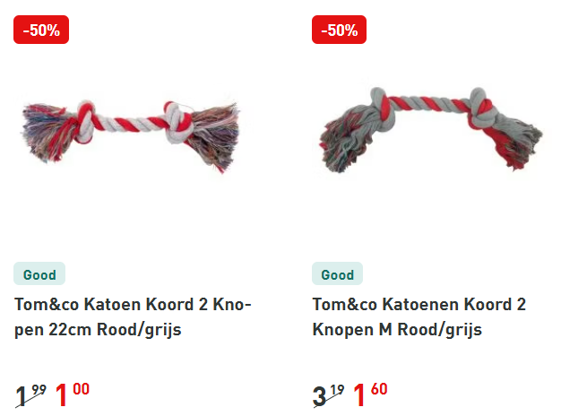 -50% op speelkoorden voor honden 🐶