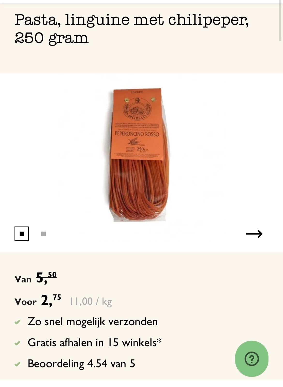 Pasta linguini met chilipeper 250 gram -50% bij dille&kamille