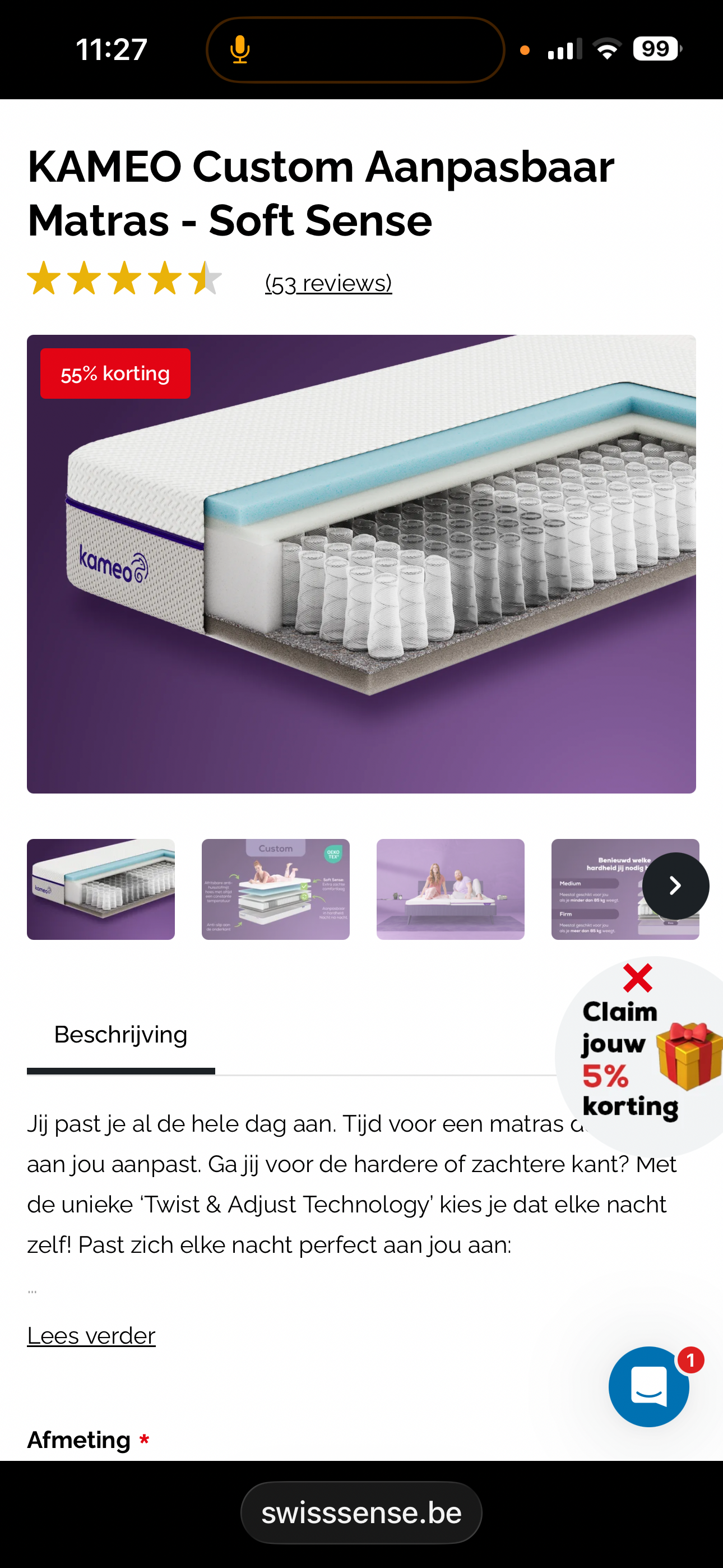 Swissense matrassen tot -55%