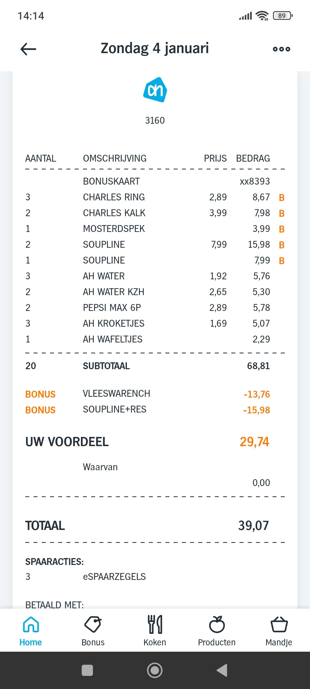 Ah €29,74 korting