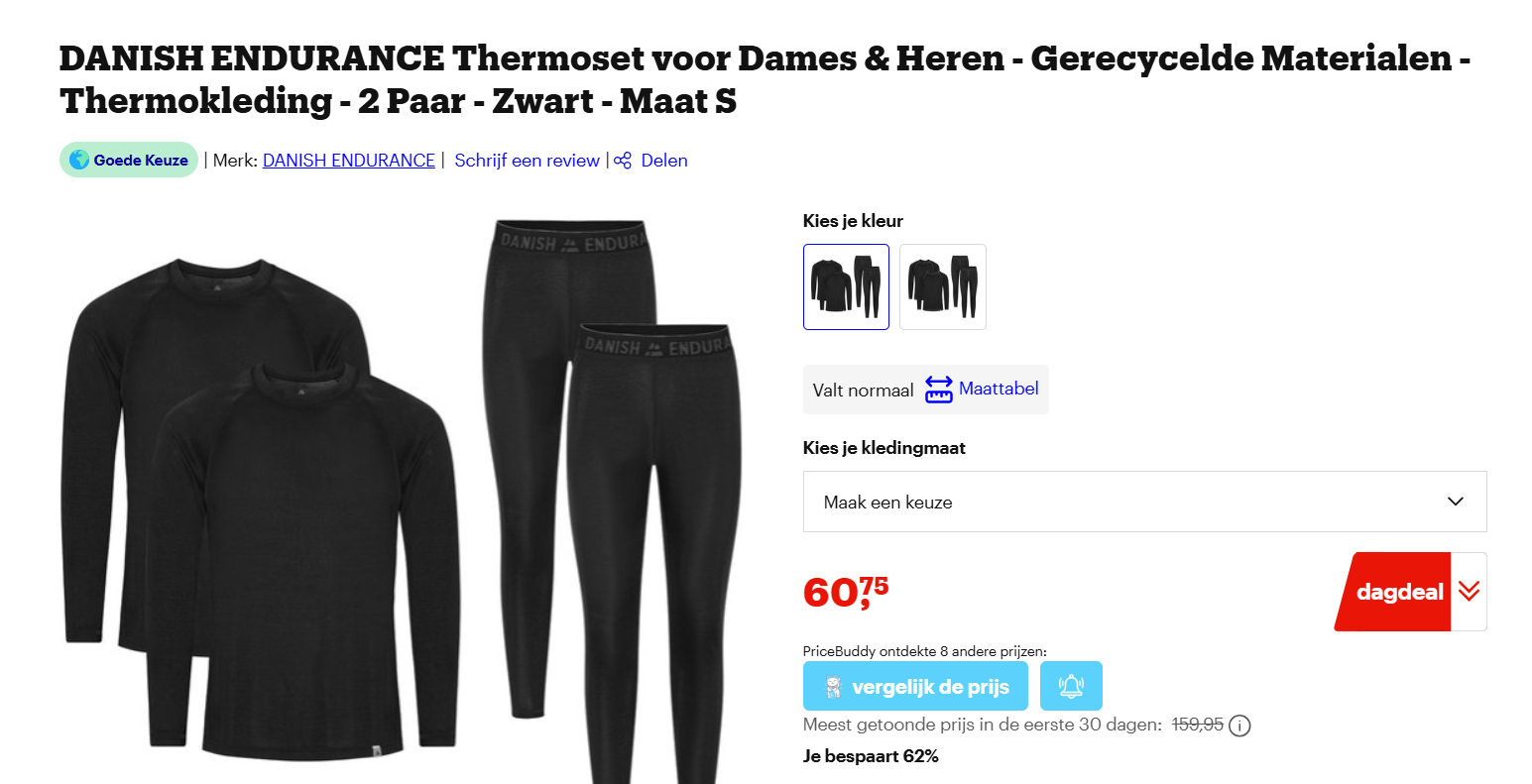 DANISH ENDURANCE Thermoset voor Dames & Heren - 2 Paar - Zwart - Maat S