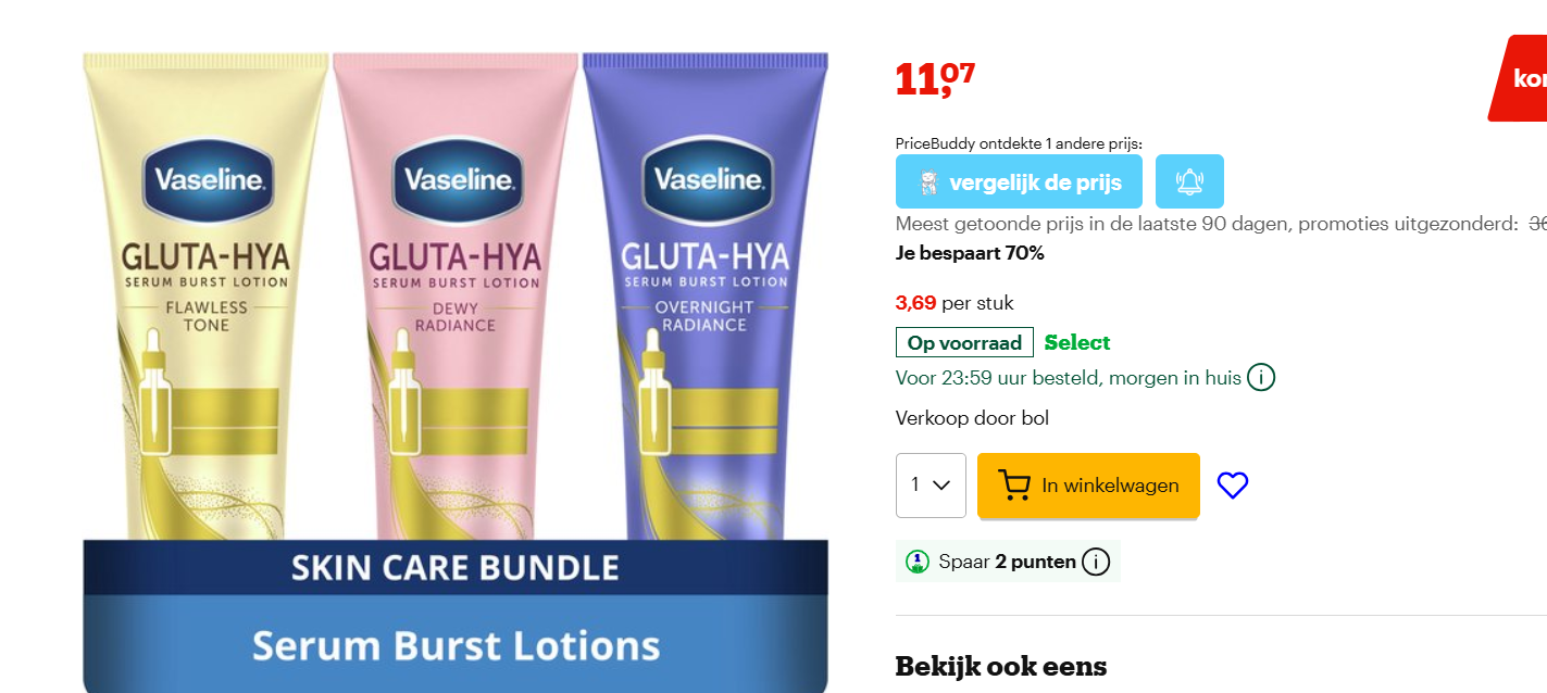 70% korting op Vaseline Gluta Hya