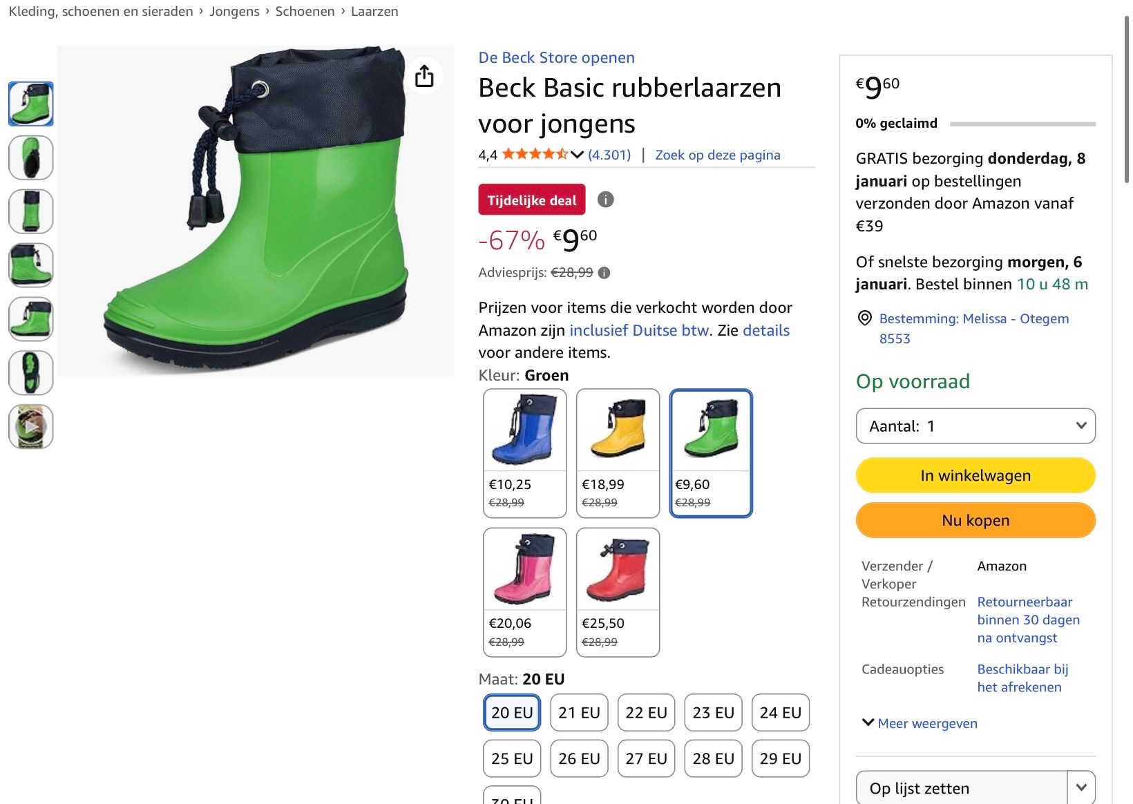 Beck Basic rubberlaarzen voor jongens