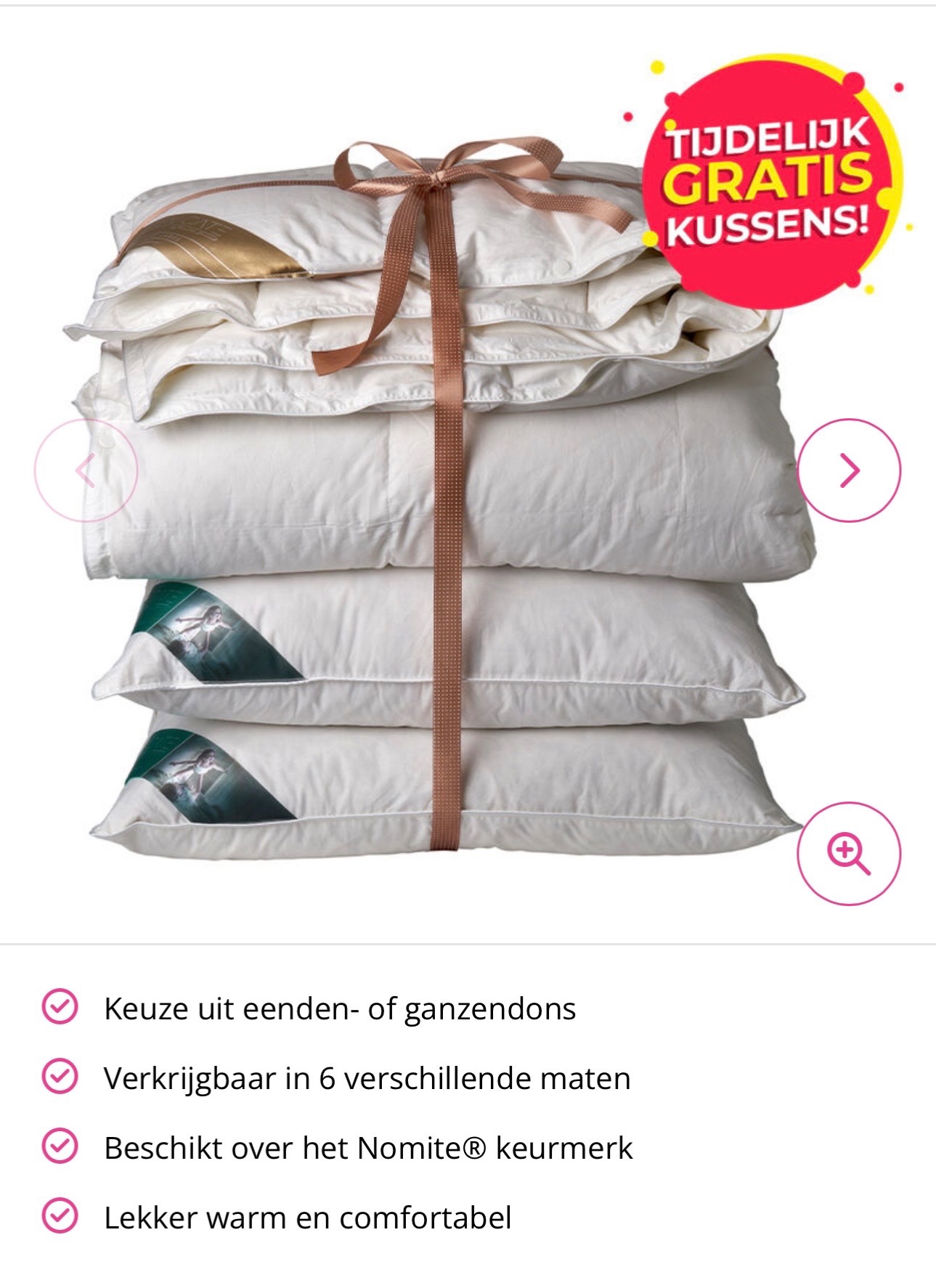 Dekbed inclusief gratis kussens