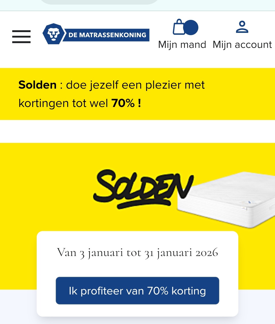 Matrassenkoning tot 70%