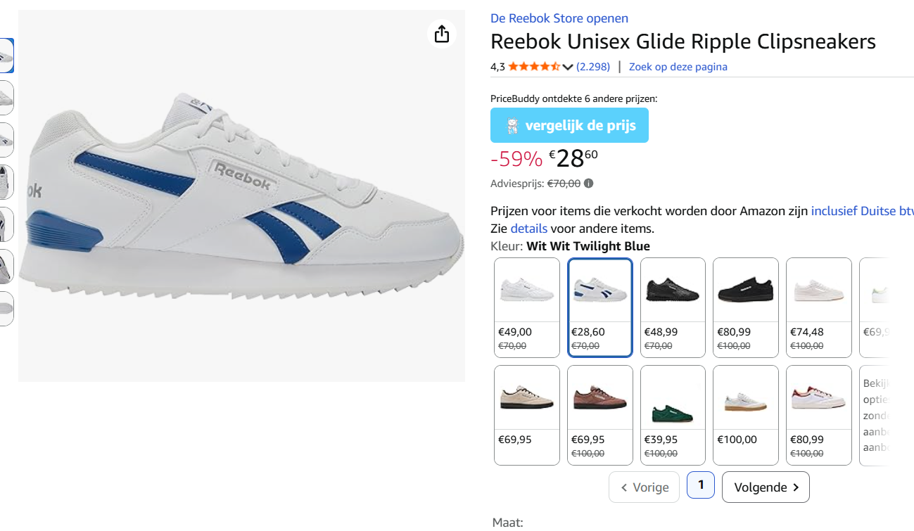 Verschillende modellen Reebok sneakers voor volwassenen vanaf 25.60€