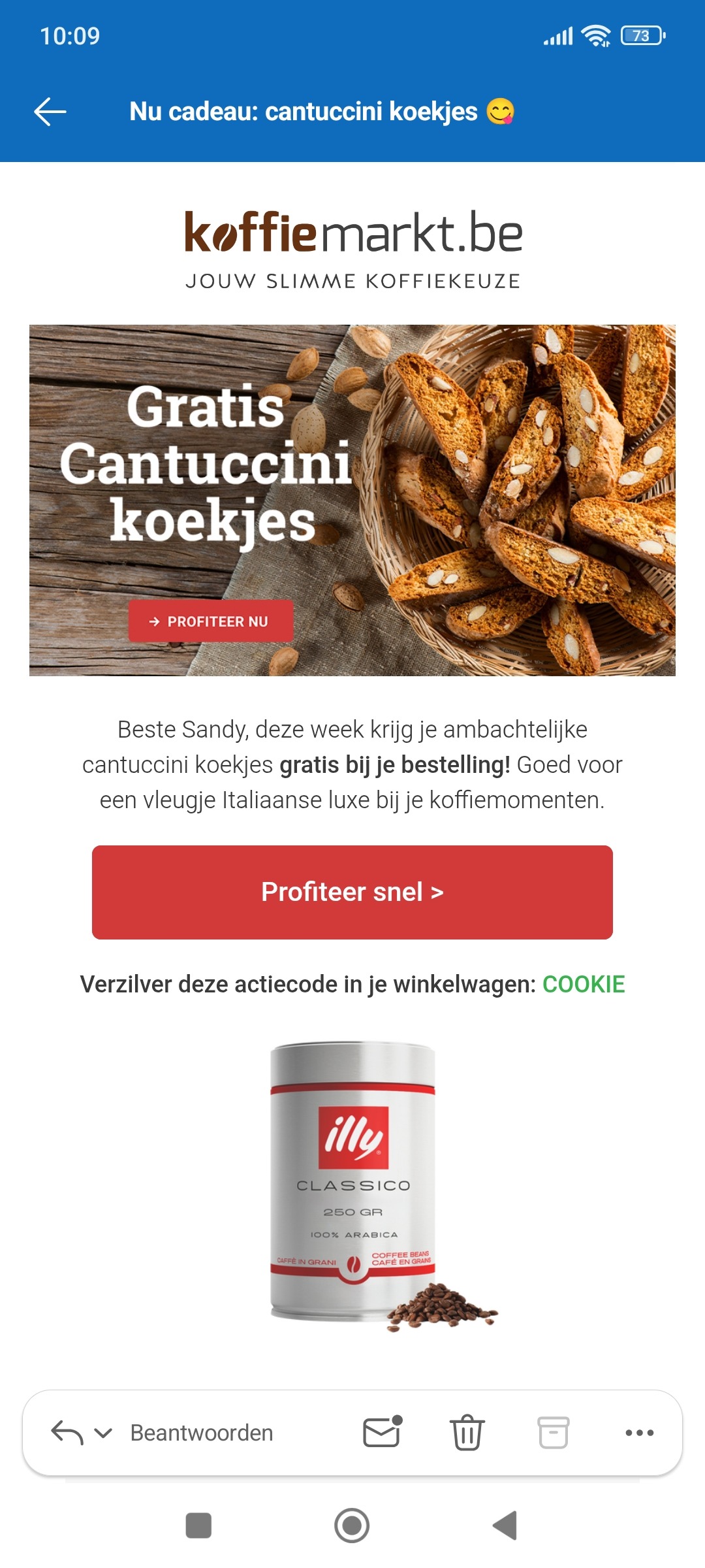 Gratis cantuccini koekjes bij koffiemarkt