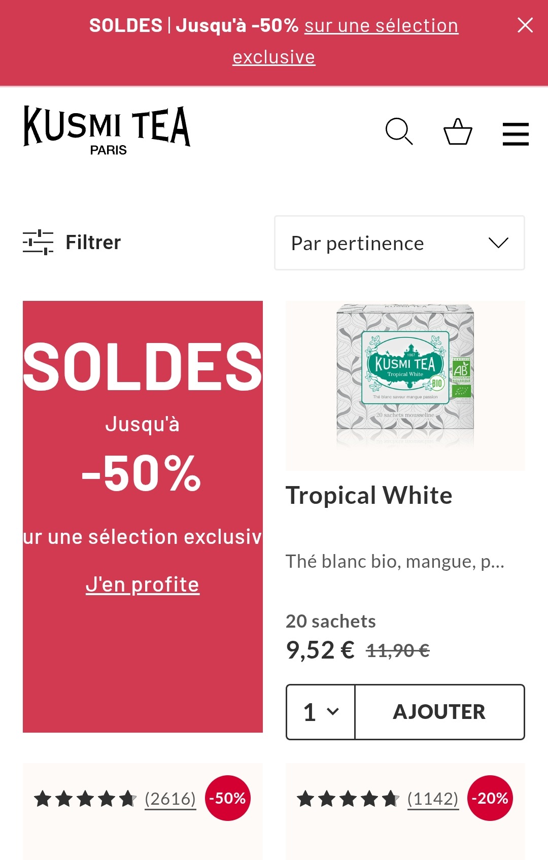 Kusmi tea 50% korting