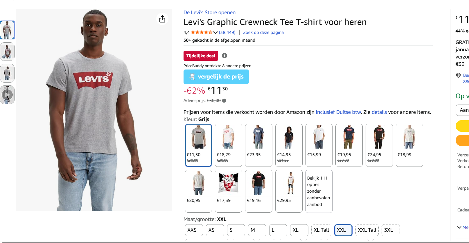 Levi's T shirt voor heren in maat xxl voor 11.30€
