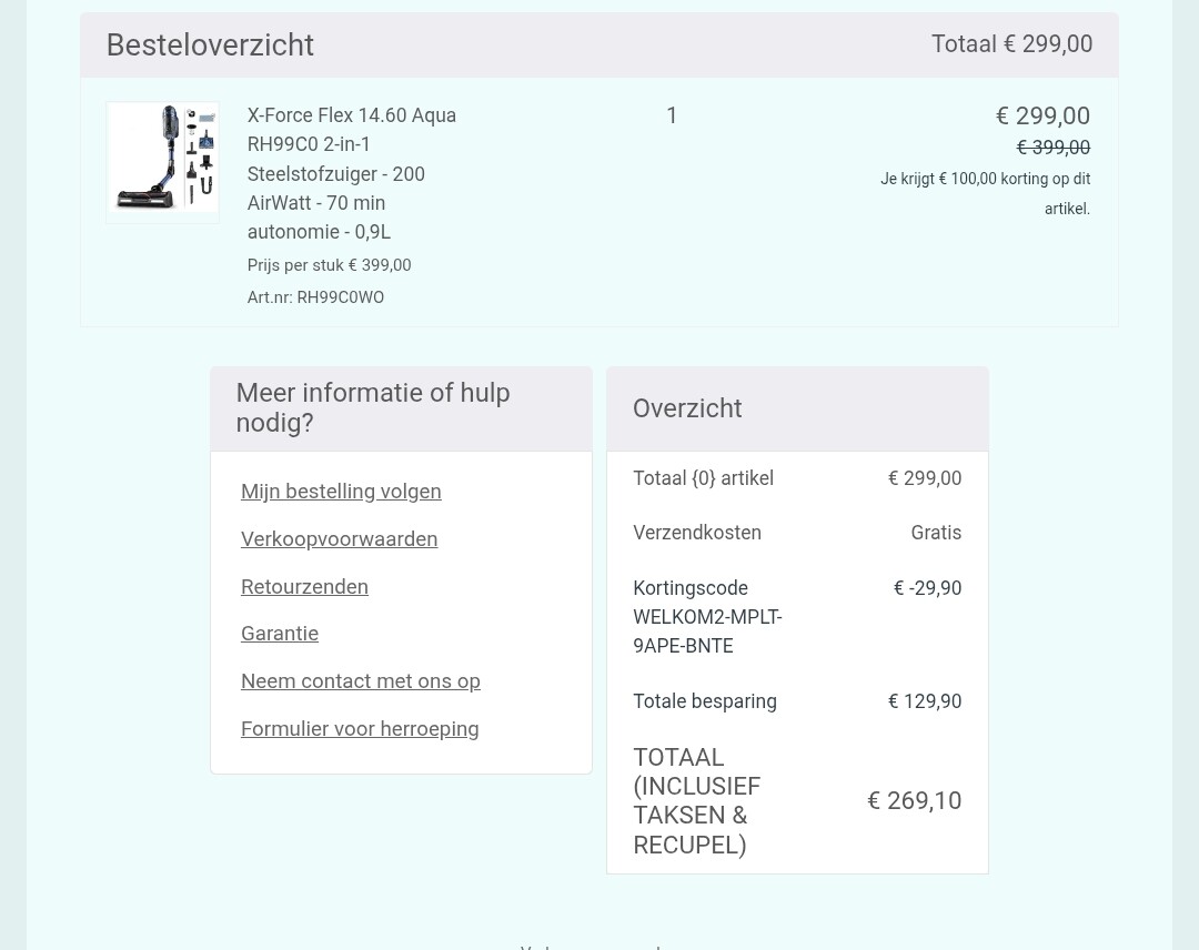 Rowenta X-Force Flex 14.60 Aqua RH99C0 cashback €100 + 10% welkomskorting