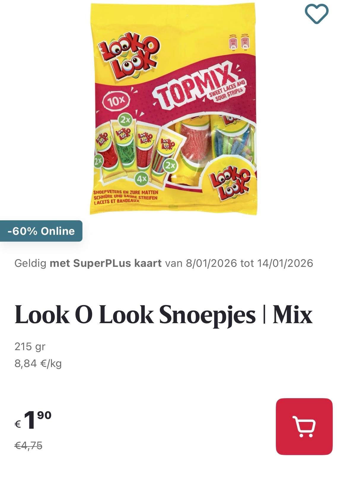 Look o look snoepjes mix 215 gram -60% op delhaize.be