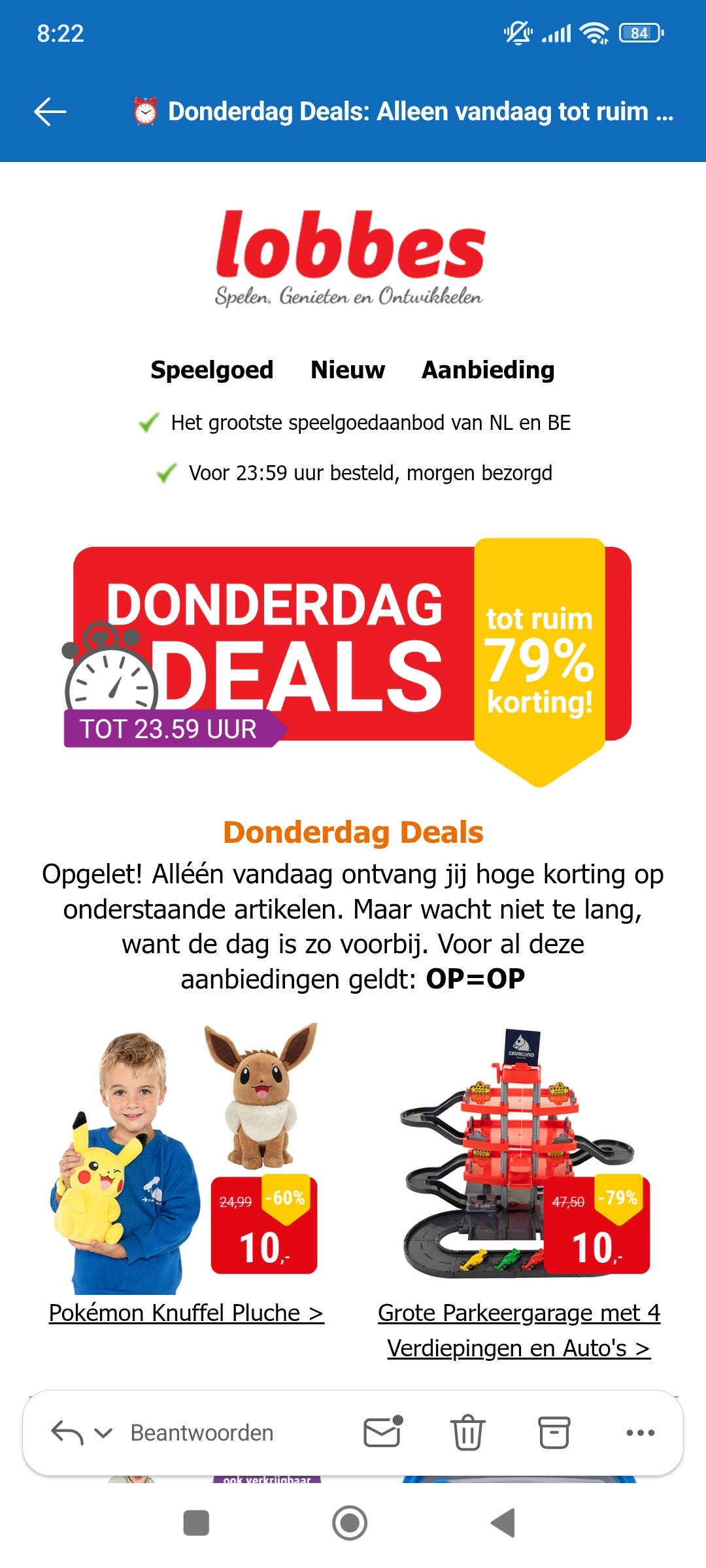 Donderdagdeal lobbes: tot -79%