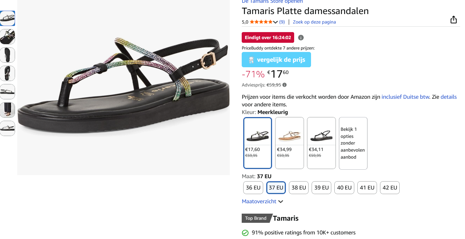 Tamaris sandalen vanaf 17.60€ verschillende maten tot 71% korting