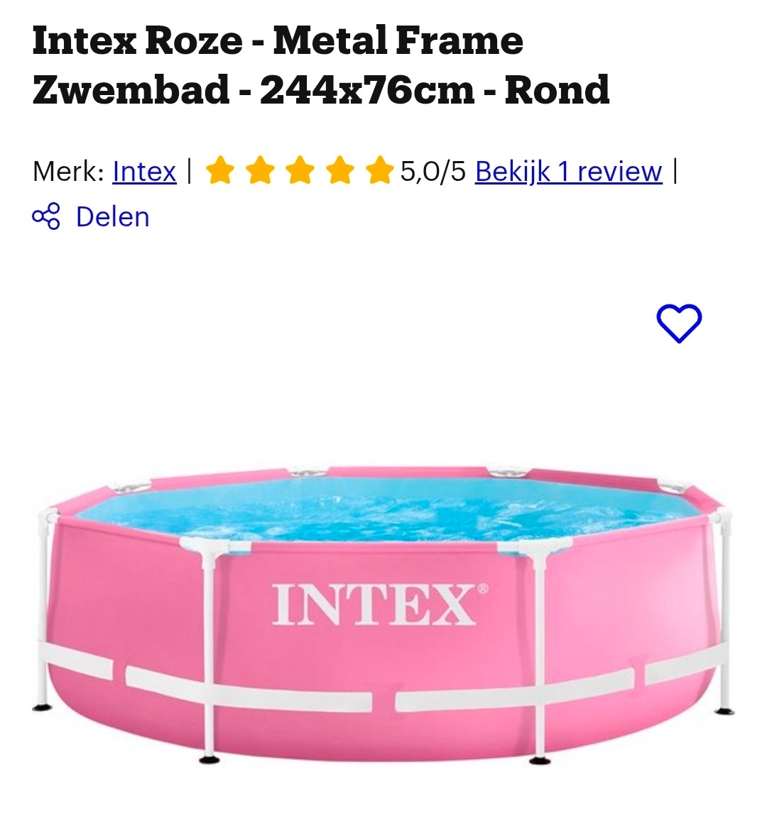 Intex Roze - Metal Frame Zwembad - 244x76cm - Rond